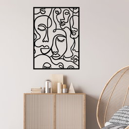Wallity Faces 2 - Escultura de Pared de Metal Negra